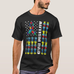 Camiseta Orgulhosa Mãe Autista Bandeira Americana Puzzle Co