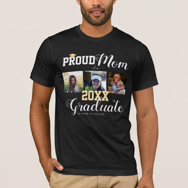 Camiseta Orgulhosa Mãe Classe de Formando Boné T-Shirt (Frente)
