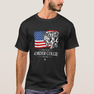 Camiseta Orgulhosa Mãe de Border Collie Bandeira Americana
