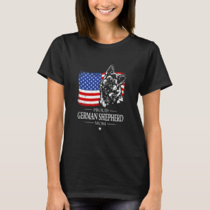 Camiseta Orgulhosa Mãe de Pastor Alemão Bandeira Americana