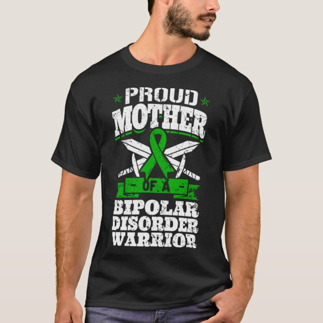 Camiseta Orgulhosa Mãe De Um Guerreiro De Perturbação Bipol (Frente)