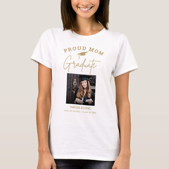 Camiseta Orgulhosa Mãe de uma Foto Personalizada do Formand (Frente)