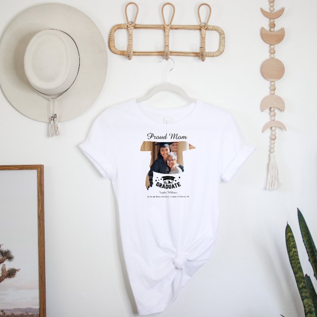 Camiseta Orgulhosa Mãe do Graduado | Foto de Graduação (Criador carregado)