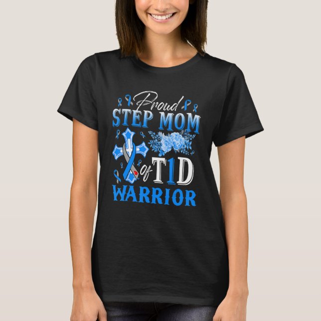 Camiseta Orgulhosa Mãe do Guerreiro T1D Sensibilização B (Frente)