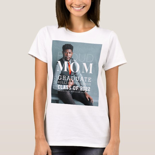 Camiseta Orgulhosa Mãe Formando Foto-Shirt Negrito (Frente)