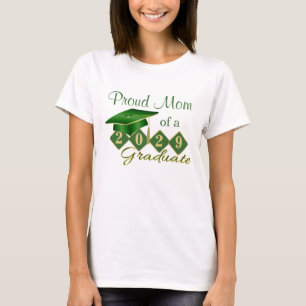Camiseta Orgulhosa Mãe Graduação Verde e Dourada