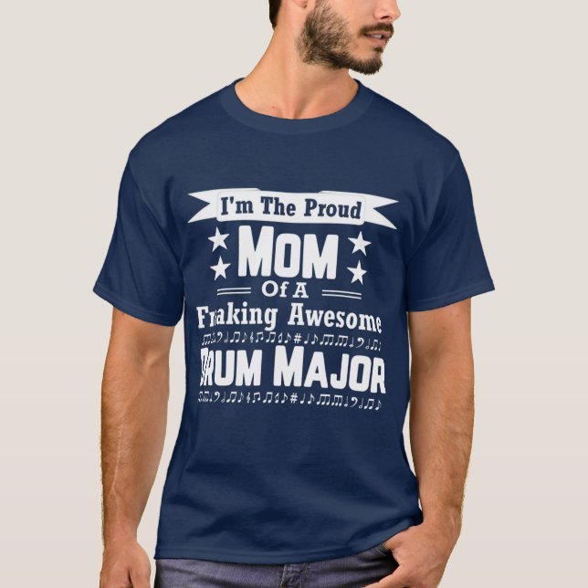 Camiseta Orgulhosa Mãe Incrível Tambor Grande Banda Marcial (Frente)