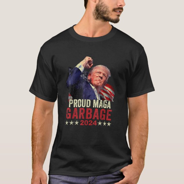 Camiseta Orgulhosa MAGA Garbage Trump Supporter (Frente)