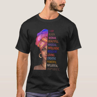 Camiseta Orgulhosa Mágica Negra Afro-Negra Rainha Africana 