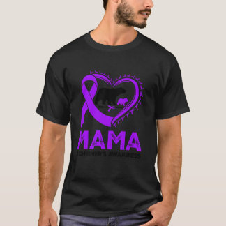 Camiseta Orgulhosa Mama Ursa Alzheimer Consciência Roxo Rib