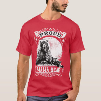 Camiseta Orgulhosa Mama Urso Vintage Ilustração da Mãe Mãe