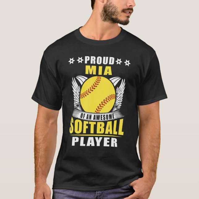 Camiseta Orgulhosa Mia De Um Jogador De Softball Incrível M (Frente)