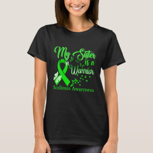Camiseta Orgulhosa Minha Irmã Escoliose Guerreira Fita Verd