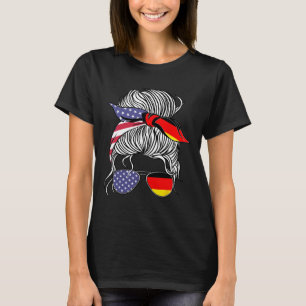 Camiseta Orgulhosa Mulher Alemã-Americana Patriotica Menina