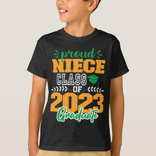 Camiseta Orgulhosa NIECE de uma classe de 2023 MODERN SCRIP (Frente)