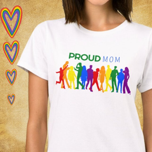 Camiseta Orgulhosa Orgulho gay MOM Sexo Misto Silhuettes (Criador carregado)