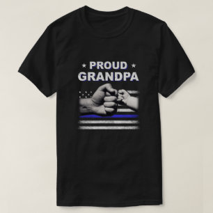 Camiseta Orgulhosa Polícia do Avô Thin Blue Line Flag Pais 