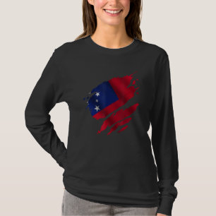 Camiseta Orgulhosa Raiz Samoana Rasgada Bandeira Samoa