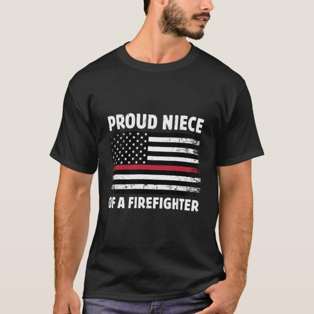 Camiseta Orgulhosa sobrinha de uma família de bombeiros fin (Frente)