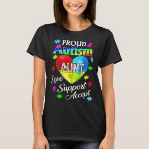 Camiseta Orgulhosa tia Autism Suporte a Awarene