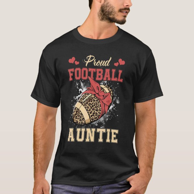 Camiseta Orgulhosa Tia de Futebol Mulheres Jogo Leopardo Jo (Frente)