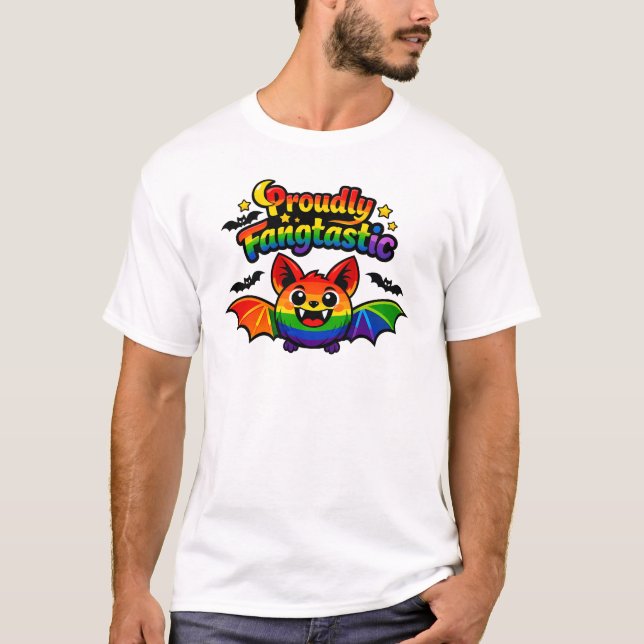 Camiseta 🦇🌈 Orgulhosamente Fantástico Morcego (Frente)