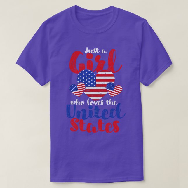 Camiseta Orgulhosas Meninas Americanas Bandeiras Americanas (Frente do Design)