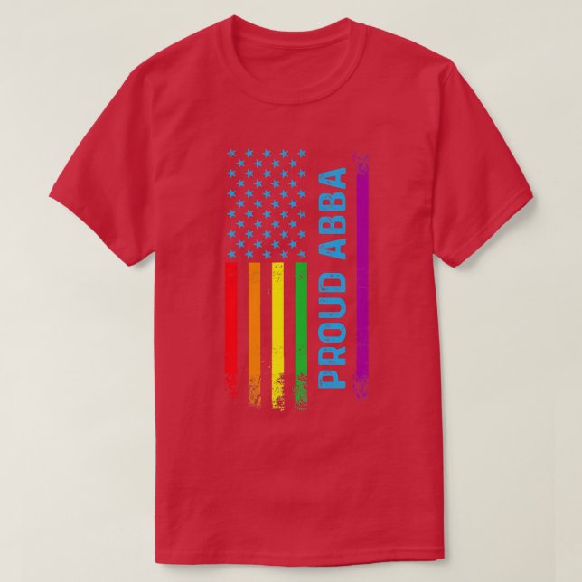 Camiseta Orgulhoso Abba LGBT Sinalizador LGBTQ Arco-Íris Or (Frente do Design)