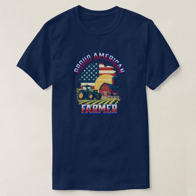 Camiseta Orgulhoso Agricultor Americano  (Frente do Design)