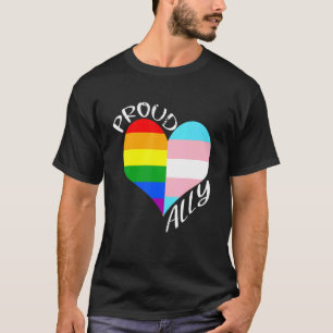 Camiseta Orgulhoso Aliado Lgbt Coração Mês do Orgulho Gay