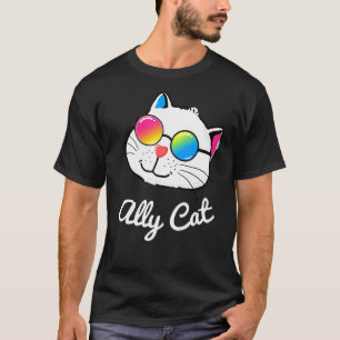 Camiseta Orgulhoso Aliado Pansexual Gato Óculos de Sol Lgbt