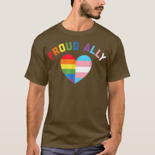Camiseta Orgulhoso Ally LGBT Rainbow Heart Orgulho gay Mês