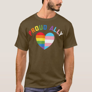 Camiseta Orgulhoso Ally LGBT Rainbow Heart Orgulho gay Mês 
