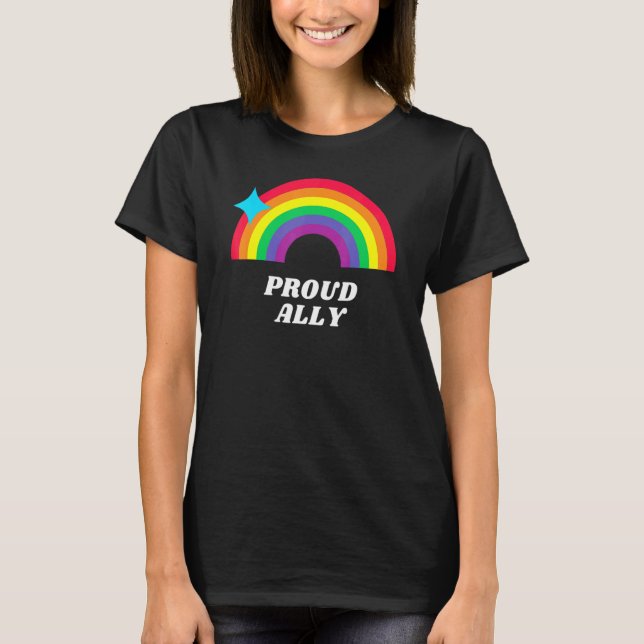 Camiseta Orgulhoso Ally Lgbtq Suporta Tra de Consciência Lé (Frente)