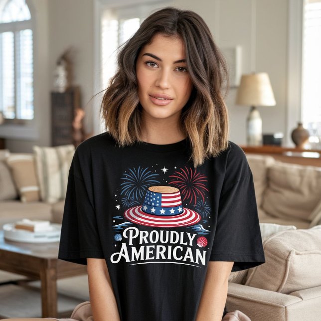 Camiseta Orgulhoso Americano - Patriotic Beach Sunhat (Criador carregado)