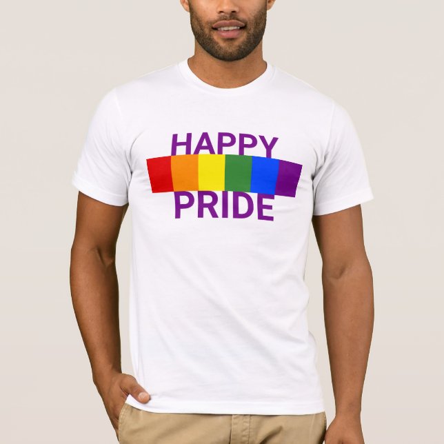 Camiseta Orgulhoso Arco-íris LGBT Faixa do Orgulho (Frente)