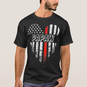 Camiseta Orgulhoso Bombeiro Papaw American Flag Heart