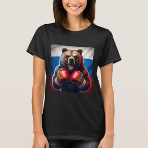 Camiseta Orgulhoso Boxeador Urso Russo Rússia Kickboxer Box