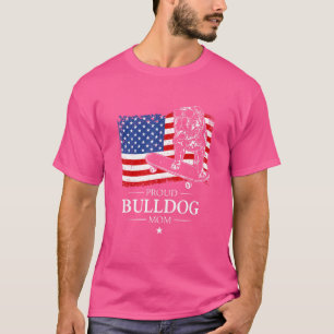 Camiseta Orgulhoso Buldogue Mãe Bandeira Americana Patrióti