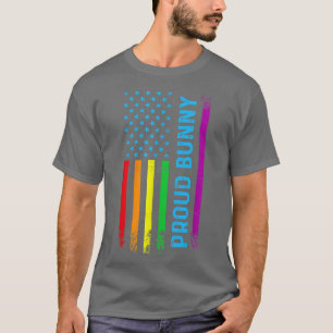 Camiseta Orgulhoso Bunny LGBT LGBTQ Bandeira Arco-Íris Orgu