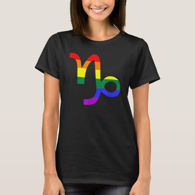 Camiseta Orgulhoso Capricórnio Astrologia LGBTQ Signo Zodía (Frente)