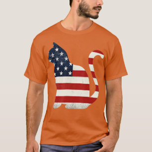 Camiseta Orgulhoso Cat 4 de julho Coleções de Bandeiras Ame