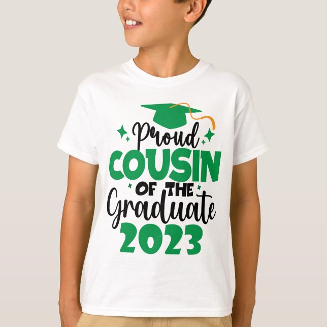 Camiseta Orgulhoso COUSIN de uma Classe Verde Diversão de F (Frente)