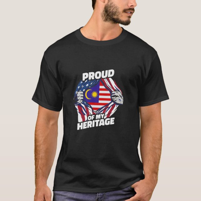 Camiseta Orgulhoso de Minha Herança - Patriota Malaio Ameri (Frente)
