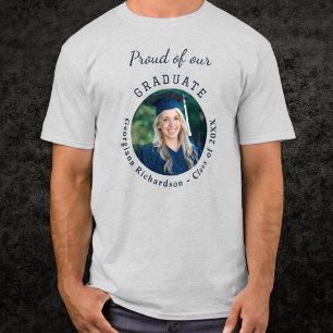 Camiseta Orgulhoso de Nosso Graduado Foto Graduação Azul Ma