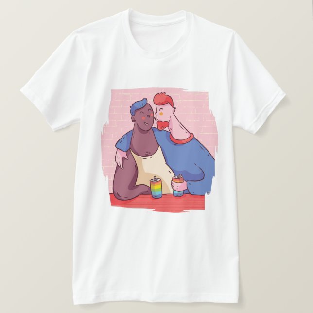Camiseta Orgulhoso De Ser Gay Amor Não Tem Homens Beijos (Frente do Design)