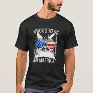 Camiseta Orgulhoso De Ser Um Americat Gato Bandeira Americ