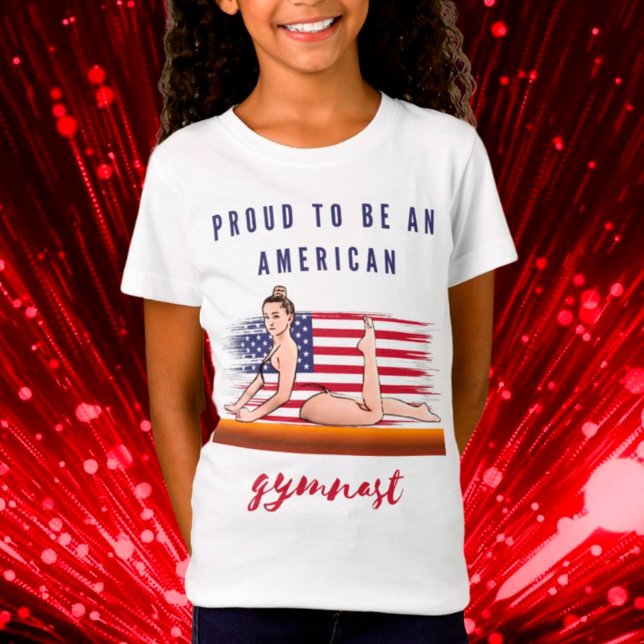 Camiseta Orgulhoso De Ser Um Gymnast Americano Versão 2 (Criador carregado)