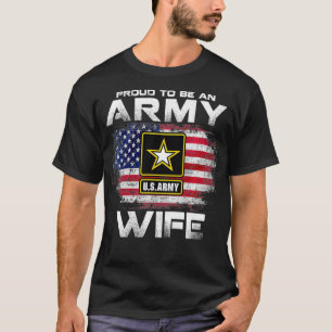 Camiseta Orgulhoso De Ser Uma Esposa Do Exército Com A Band