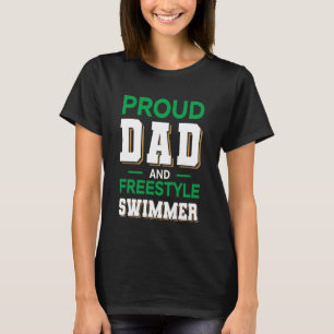 Camiseta Orgulhoso Design de Natação Livre Pai Verde Escuro